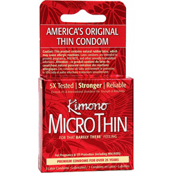 Kimono MicroThin Lubricated Latex Condoms 3 Pack