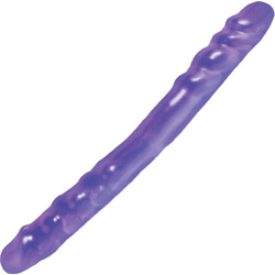 Basix Rubber Works Twist Head Double Dong, 16 Inch, Purple
