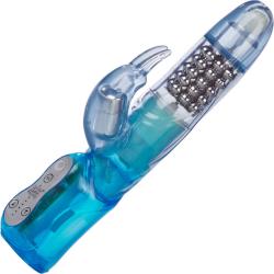 CalExotics Advanced Waterproof Jack Rabbit Vibe with Floating Beads, 9.5 Inch, Blue
