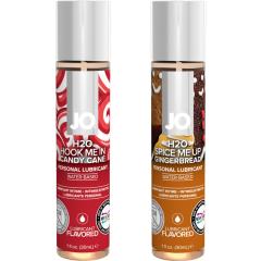 JO Naughty or Nice Flavored H2O Lubricant Gift Set, 2 fl.oz (60 mL), Candy Cane/Gingerbread
