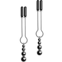 Master Series Adorn Triple Bead Nipple Clamp Set, Silver