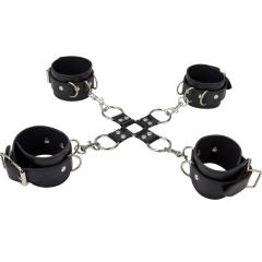Ouch! Leather Hand and Leg Cuffs for Kinky Lovers, Black