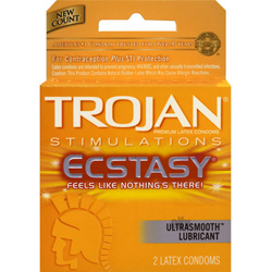 Trojan Stimulations Ecstasy Condoms with UltraSmooth Lubricant, 2 Pack