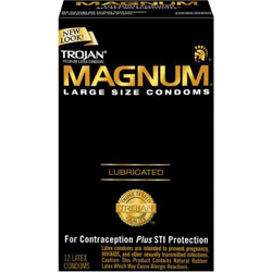 Trojan Magnum Large Size Lubricated Condoms, 12 Pack