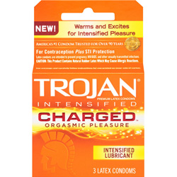 Trojan Intensified Charged Orgasmic Pleasure Lubricated Condoms, 3 Pack