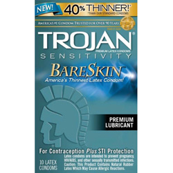 Trojan Sensitivity BareSkin Lubricated Condoms, 10 Pack