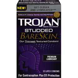 Trojan Studded BareSkin Lubricated Condoms, 10 Pack