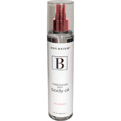Body Boudoir Pheromone Sexy Body Oil for Sensual Massage, 8 fl.oz (236 mL), Strawberry