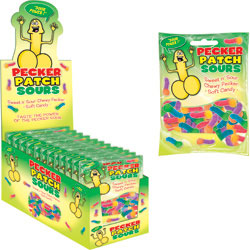 Pecker Patch Sour Gummies, 12 Bags Display Box