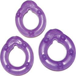 All American Triple Rings Silicone Cock Ring Set, Purple