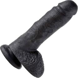 King Cock Realistic Dildo with Balls and Suction Mount Base, 8 Inch, Black