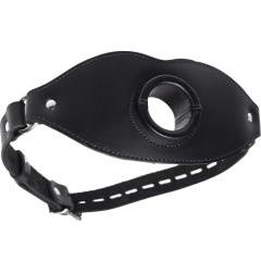 Master Series Strict Leather Locking Open Mouth Gag, Black