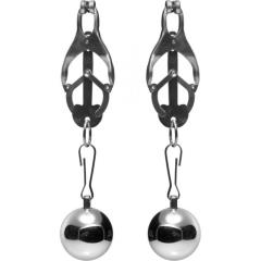Master Series Deviant Monarch Weighted Nipple Clamps, Silver