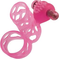 Lover`s Cage Vibrating Penis Sleeve, 3 Inch, Pink
