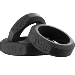 Tom of Finland 3 Piece Silicone Cock Ring Set, Black