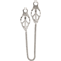 Spartacus Endurance Butterfly Nipple Clamps with Jewel Chain, Silver