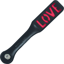 Sportsheets Leather LOVE Impression Paddle, 12 Inch, Black/Red