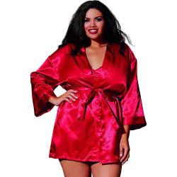 Dreamgirl Babydoll and Matching Robe with Padded Hanger, 1X/2X, Red
