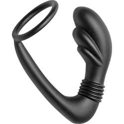 Master Series Cobra Silicone P-Spot Massager and Cock Ring, Black