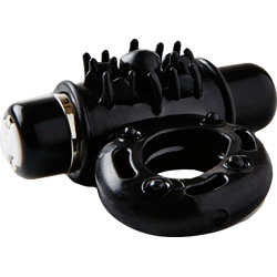 nu Sensuelle Bullet Ring 7 Function Rechargeable Vibrating Cockring, Black