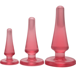 Crystal Jellies Anal Initiation Kit with 3 Butt Plugs, Pink