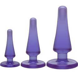 Crystal Jellies Anal Initiation Kit with 3 Butt Plugs, Purple