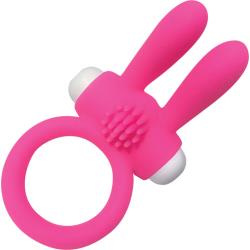Neon Rabbit Ring Vibrating Couples Stimulator, Pink