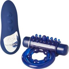 Sensuelle Remote Control 15 Function Vibrating Rechargeable Cockring, Blue
