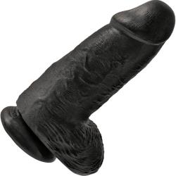 King Cock Chubby Cock with Balls and Suction Mount Base, 9 Inch, Black