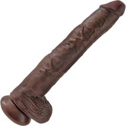 King Cock Life Like Cock with Balls and Suction Mount Base, 14 Inch, Brown
