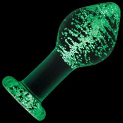 Firefly Glow-in-the-Dark Glass Butt Plug, 3.9 Inch, Clear