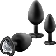 Luxe Bling Butt Plug Training Kit, Black/White