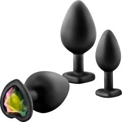 Luxe Bling Butt Plug Training Kit, Black/Rainbow