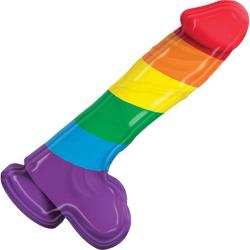 Rainbow Pumped Silicone Dildo with Suction Mount Base, 9.4 Inch, Rainbow
