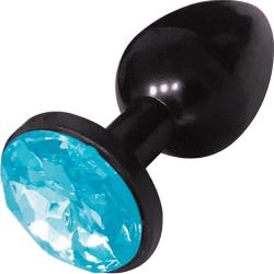 Icon Brands Silver Starter Bejeweled Anodized Butt Plug, 2.8 Inch, Aqua Stone