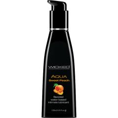 Wicked Aqua Flavored Water Based Intimate Lubricant, 4 fl.oz (120 mL), Sweet Peach