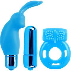 Pipedream Neon Vibrating Couples Kit, 3 Piece, Blue
