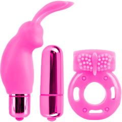 Pipedream Neon Vibrating Couples Kit, 3 Piece, Pink