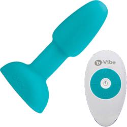 b-Vibe Petite Luxury Rimming Butt Plug with Wireless Remote, 5 Inch, Bright Blue