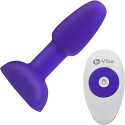b-Vibe Petite Luxury Rimming Butt Plug with Wireless Remote, 5 Inch, Grape