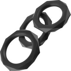 Fantasy C-Ringz Silicone Designer Stamina Set of 3 Cock Rings, Black