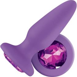 Glams Sparkle Gem Silicone Butt Plug, 4.1 Inch, Lavender/Purple