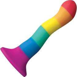 Colours Wave Silicone Dildo with Suction Mount, 6 Inch, Rainbow Pride Edition