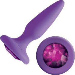 Glams Sparkle Gem Silicone Butt Plug, 3.3 Inch, Lavender/Purple
