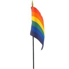 Gaysentials Rainbow Stick Flag, 4 x 6 Inch (10 x 15 cm)
