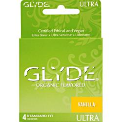 Glyde Standard Fit Lubricated Condoms Pack of 4, Organic Vanilla