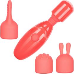 Mini Recharge Massager Kit with Waterproof Wand and Tips, 4 Inch, Coral
