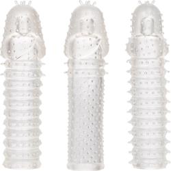 1 Inch Extra Length Ribbed and Nubby Penis Extension Kit, 5.75 Inch, Clear