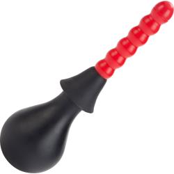 Ribbed Anal Douche with Attachments, Red/Black