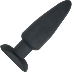 Commander Rechargeable Vibrating Heat Up Silicone Butt Plug, 6.5 Inch, Black